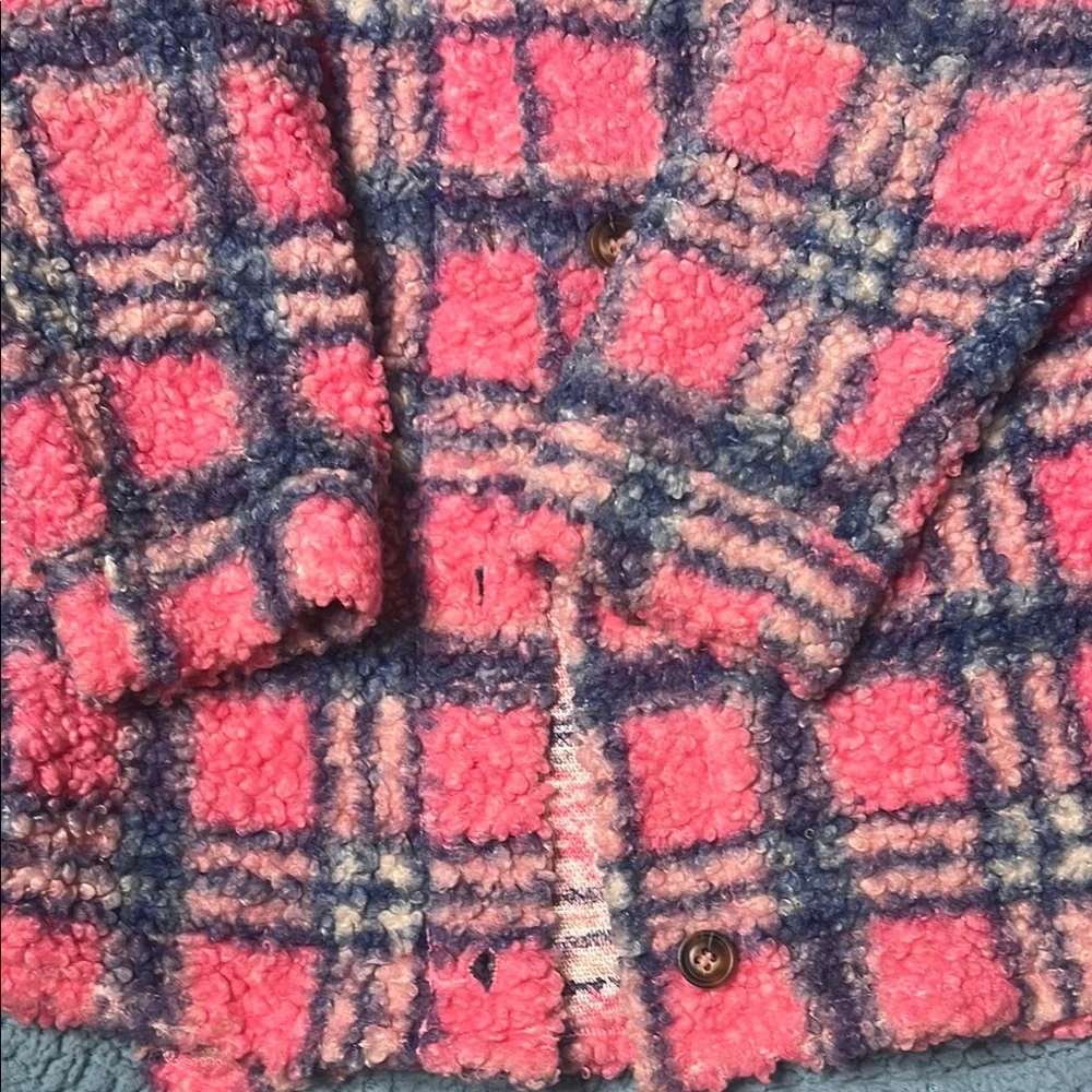 Fashion Nova Kids Pink and Blue Plaid Jacket - Picture 4 of 6